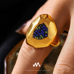 18K Gold-Plated Faceted Sparkling Ring