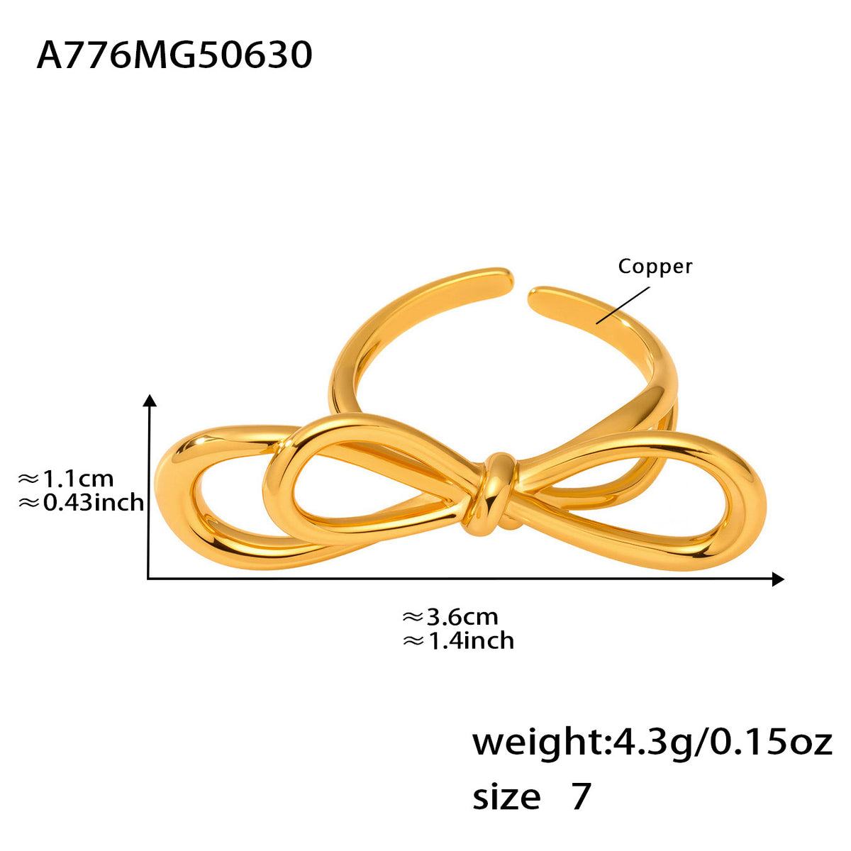 Sculptural Bow Open Ring