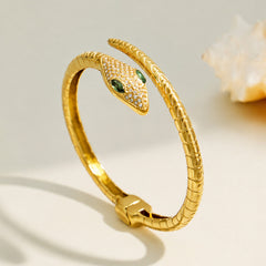 18K Gold-Plated Cubic Zirconia Snake Bangle