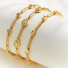 Geometric Cubic Zirconia Station Chain Bracelet
