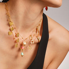 18K Gold-Plated Enamel Bell Necklace or Bracelet
