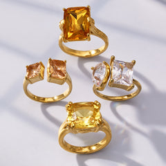18K Gold-Plated Cubic Zirconia Open Ring Collection