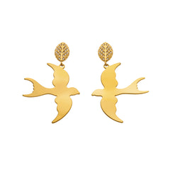 Swallow Bird Drop Stainless Steel Earrings