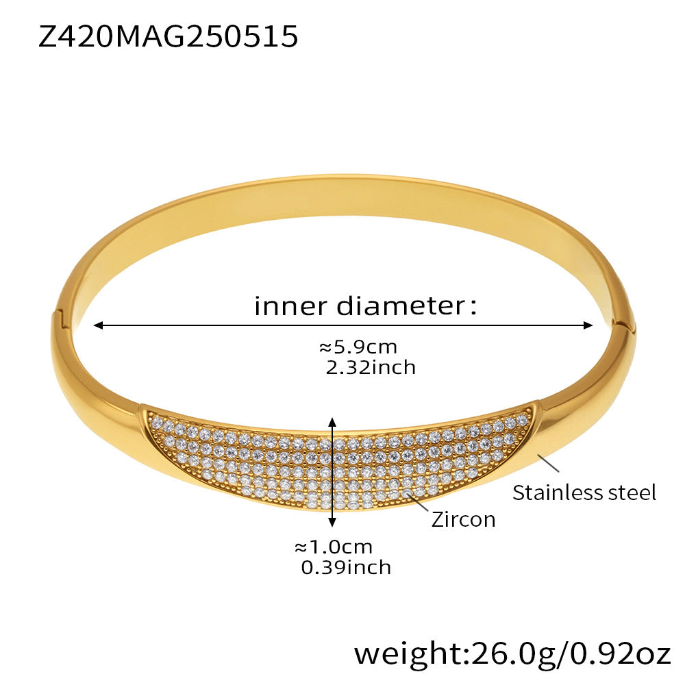 18K Gold-Plated Cubic Zirconia Clasp Bangle Bracelet