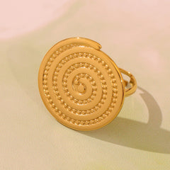 18K Gold-Plated Sculptural Ribbed Coil Ring