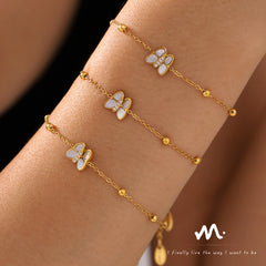 18K Gold-Plated Mother-of-Pearl Butterfly Bracelet