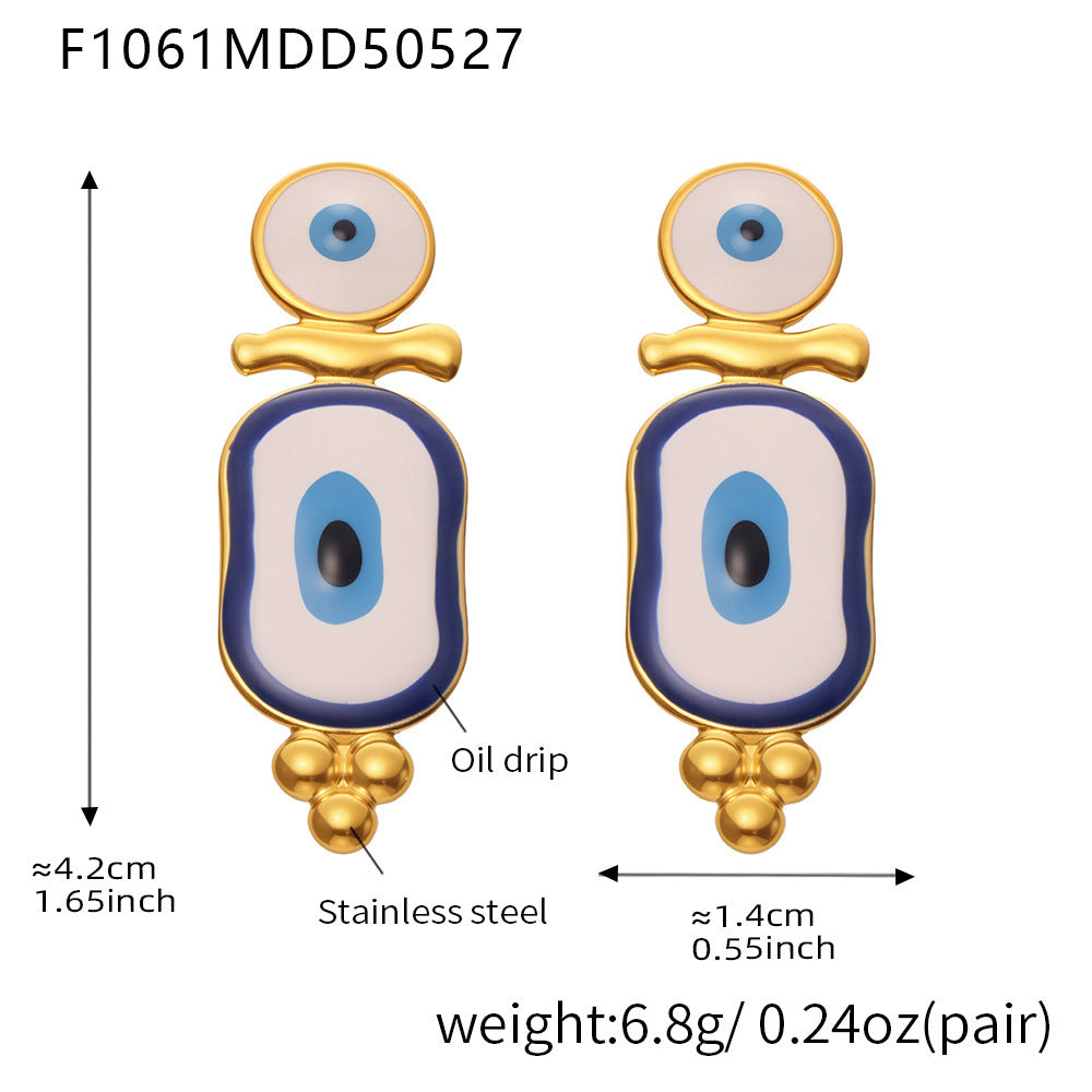 Enamel Blue Eye Drop Earrings