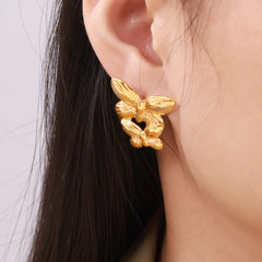 18K Gold-Plated Butterfly Cluster Stud Earrings