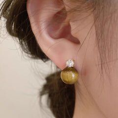 Nadine Vintage-Inspired Tiger-Eye Stud Earrings