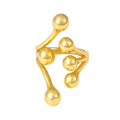 18K Gold-Plated Branching Bead Open Ring
