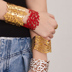 18K Gold-Plated Botanical Openwork Cuff Designs