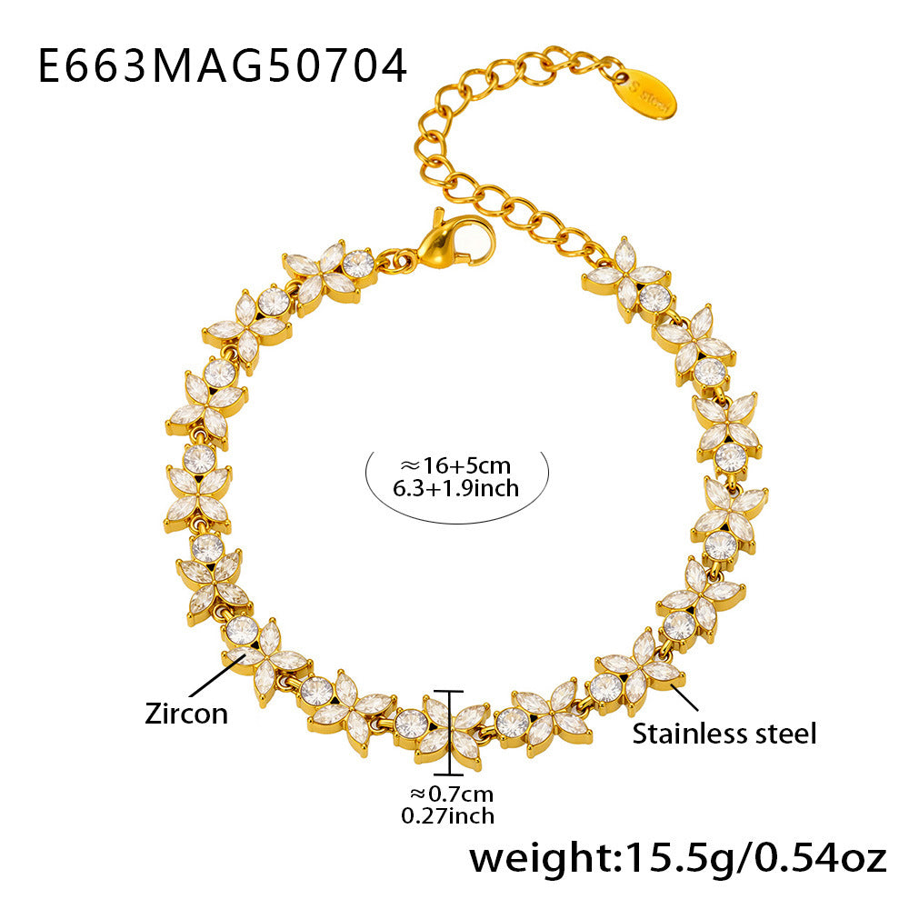 Cubic Zirconia Floral and Teardrop Bracelets