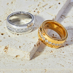 Textured Sparkling Band Ring