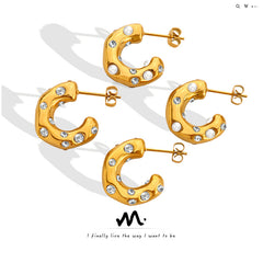 Cubic Zirconia and Pearl-Look Hoop Earrings