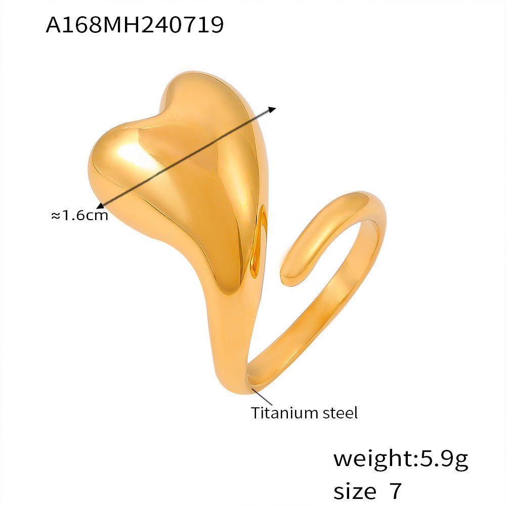 18K Gold-Plated Sculptural Heart Open Ring