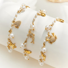 Ocean Charm Shell Pearl-Look Bracelet