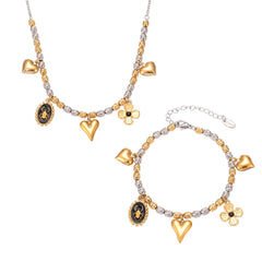 Heart and Flower Enamel Charm Jewelry