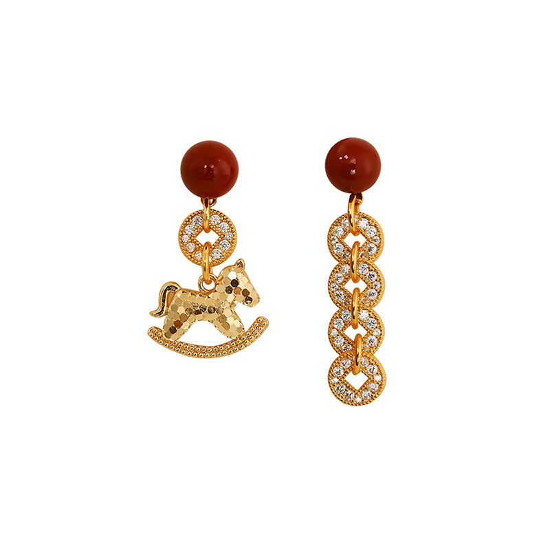 Camille Asymmetric Horse Stud Earrings