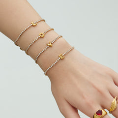 Cubic Zirconia Initial Chain Bracelet