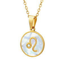 White Shell Zodiac Pendant Necklace