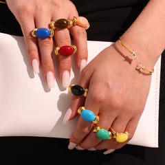 Oval Resin Color Accent Ring