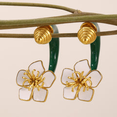 18K Gold-Plated Floral Enamel or Ribbed Stud Earrings
