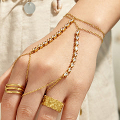 Square Cubic Zirconia Hand Chain Bracelet