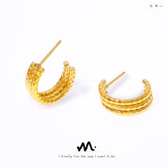 Layered Textured Mini Hoop Earrings