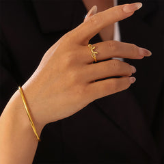 Bow Open Ring & Minimal Bangle Bracelet