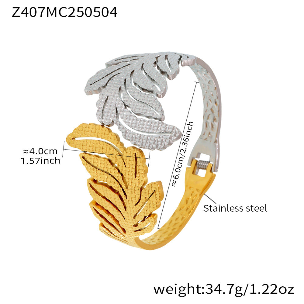 18K Gold-Plated Two-Tone Openwork Cuff Bracelets