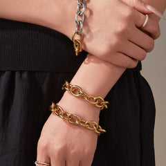18K Gold-Plated Rounded-Link Necklace & Bracelet