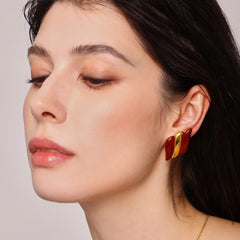 18K Gold-Plated Enamel Wing Stud Earrings