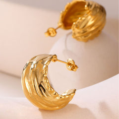 Textured Folded Hoop Earrings