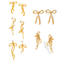 Bow & Ribbon Stainless Steel Drop Earrings
