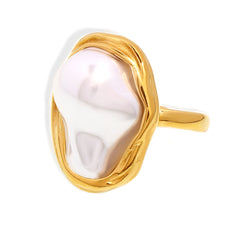 Irregular Faux Pearl Statement Ring