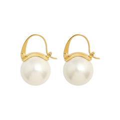 18K Gold-Plated Pearl-Look Hoop Earrings