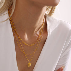 18K Gold-Plated Pearl-Look Sun Pendant Necklace