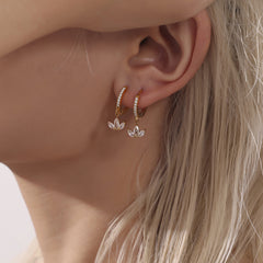 18K Gold-Plated Clover Cubic Zirconia Drop Hoops