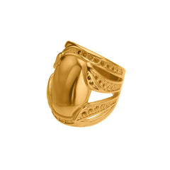 18K Gold-Plated Sculptural Wide Statement Ring
