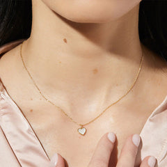 Daphne Minimalist White Mother-of-Pearl Heart Necklace
