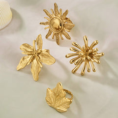 Sculptural Flower, Leaf or Sun Ring