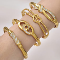 18K Gold-Plated Geometric Stone-Accent Clasp Bracelets