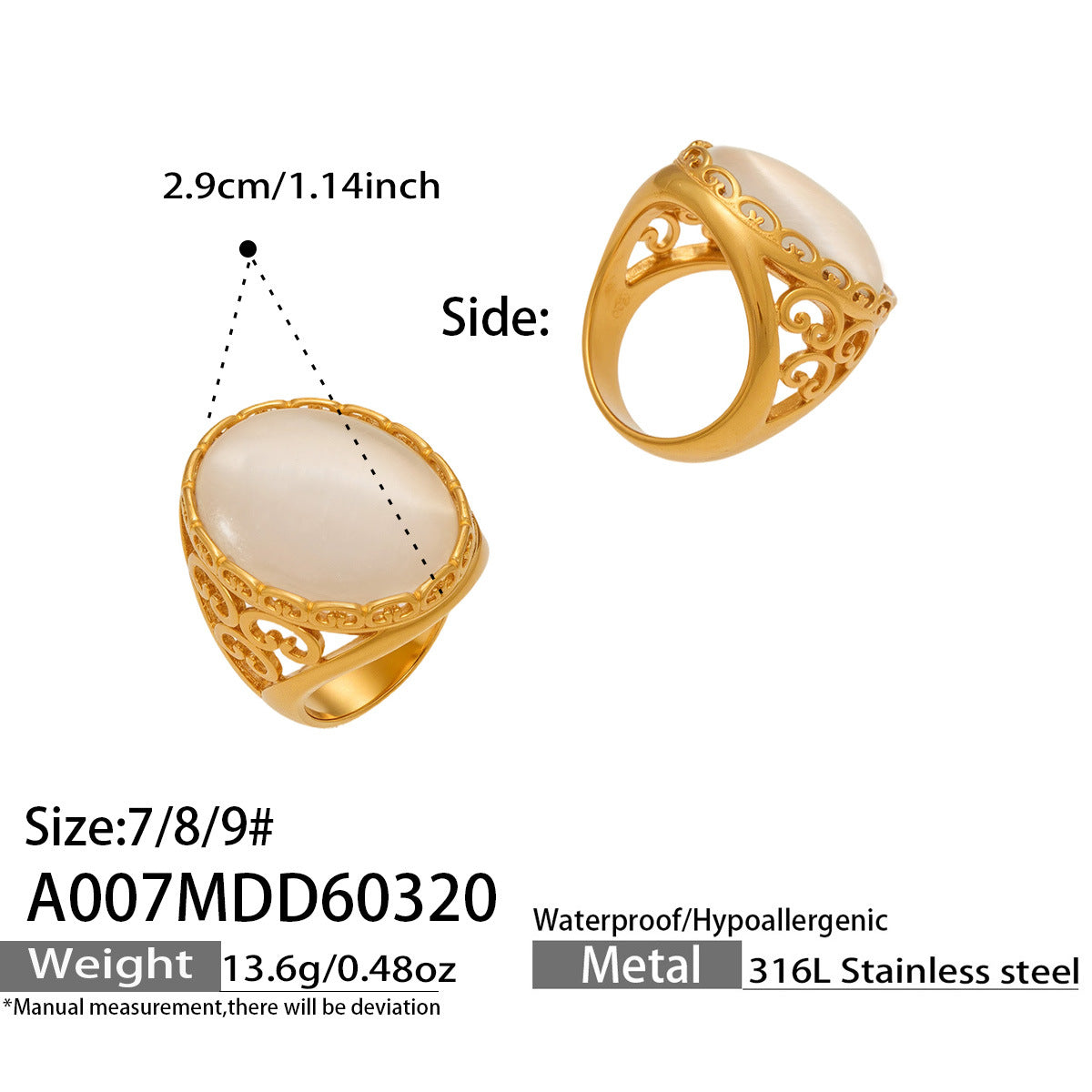 Cat-Eye-Look Sculptural Statement Rings