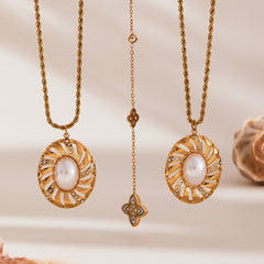 Shell Clover Necklace or Flat Layering Chain