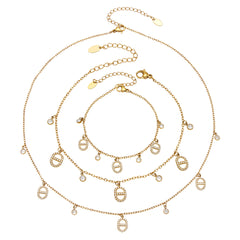 18K Gold-Plated Oval Charm Necklace, Bracelet or Anklet