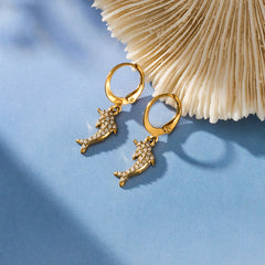 18K Gold-Plated Cubic Zirconia Dolphin Earrings