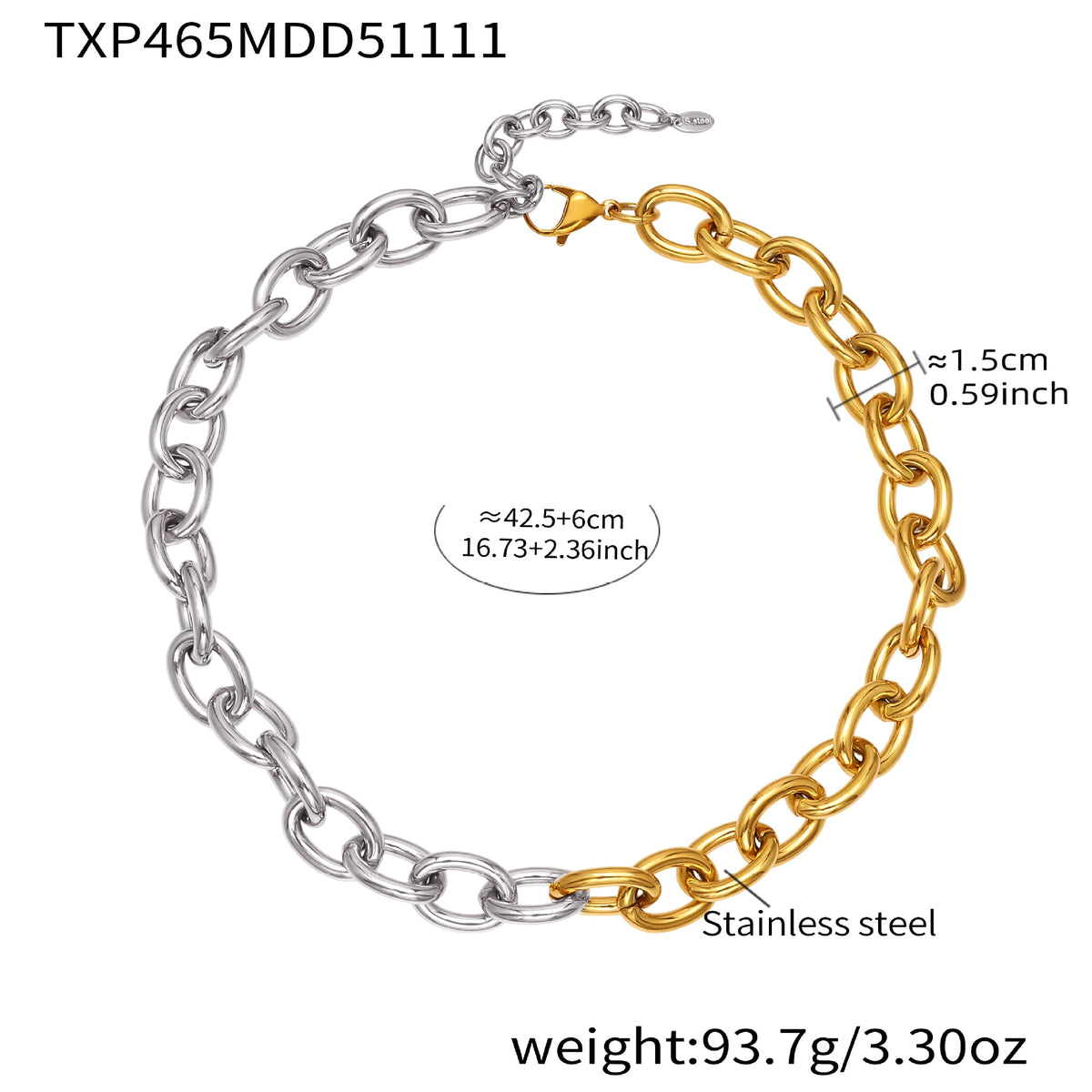 18K Gold-Plated Rounded-Link Necklace & Bracelet