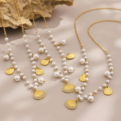 Pearl-Look Shell Charm Necklace