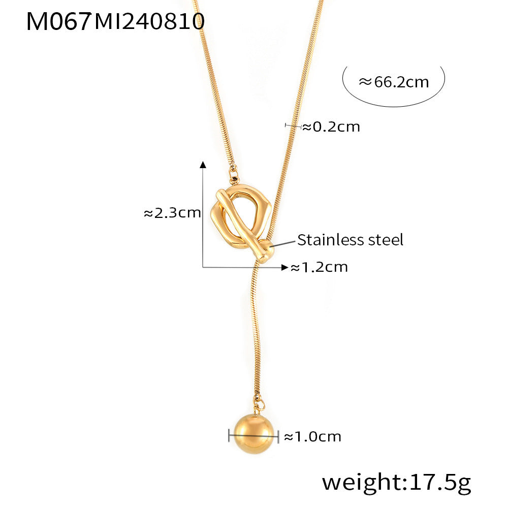 Adjustable Toggle and Ball Drop Long Necklace