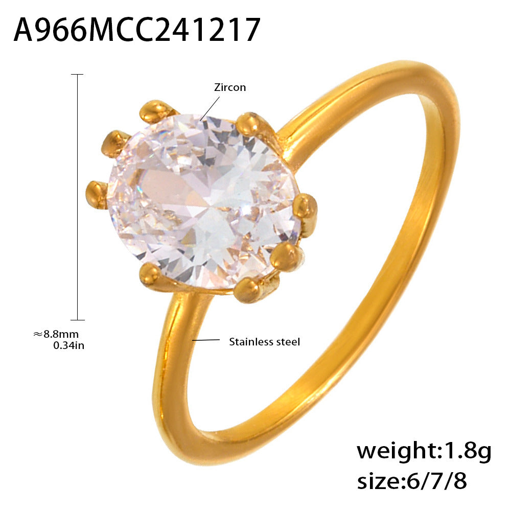 Oval Cubic Zirconia Solitaire Ring